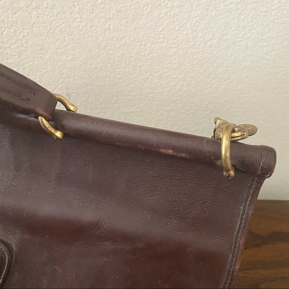 Vintage Brown Glove Tan Leather Beekman Laptop Briefcase Crossbody Turn Lock Bag - Picture 7 of 15